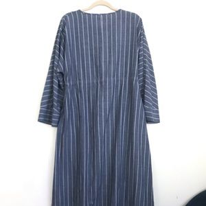 Drawstring, v neck, striped dress